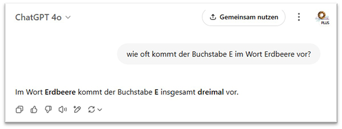 Typisches Beispiel für eine Halluzination eines Chatbots